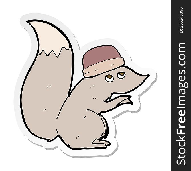 sticker of a cartoon squirrel wearing hat