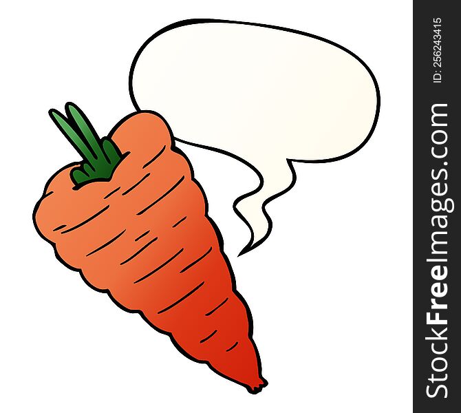 Cartoon Carrot And Speech Bubble In Smooth Gradient Style