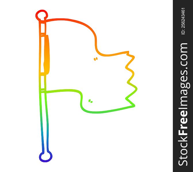 Rainbow Gradient Line Drawing Cartoon Red Flag