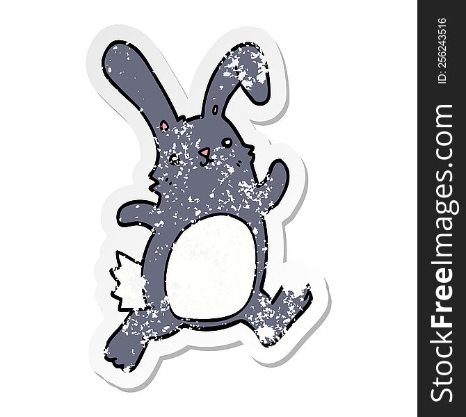 Distressed Sticker Of A Cartoon Rabbit Running