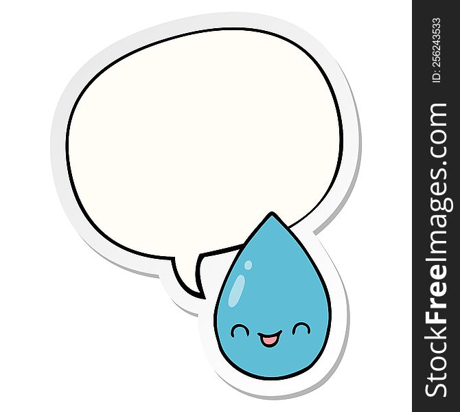 Cartoon Cute Raindrop And Speech Bubble Sticker