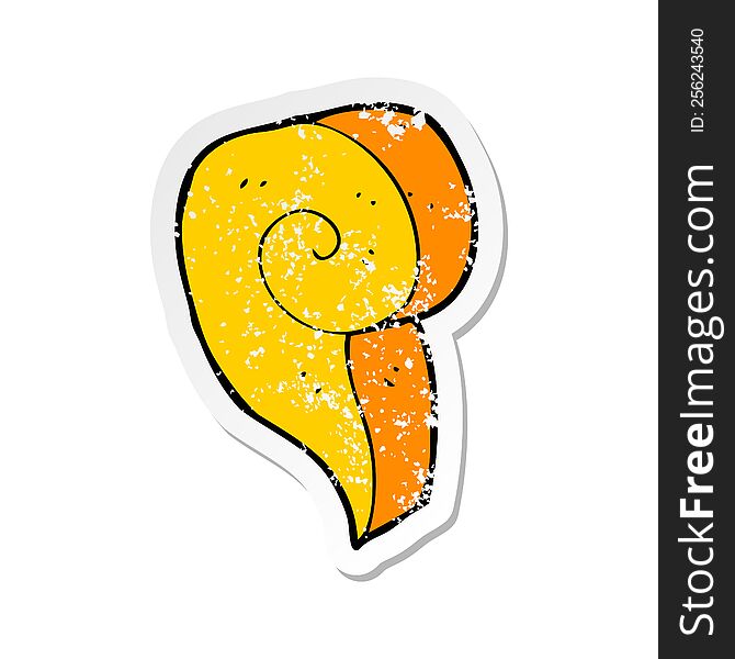 retro distressed sticker of a cartoon decorative swirl symbol