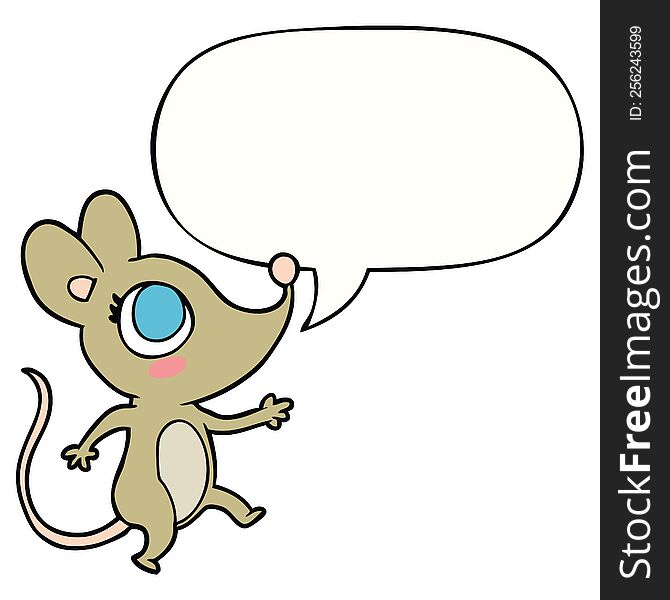 Cute Cartoon Mouse And Speech Bubble