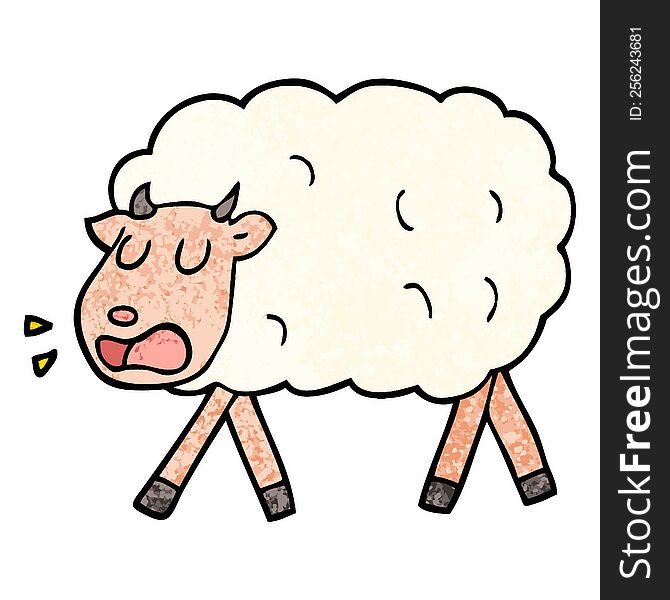 grunge textured illustration cartoon sheep