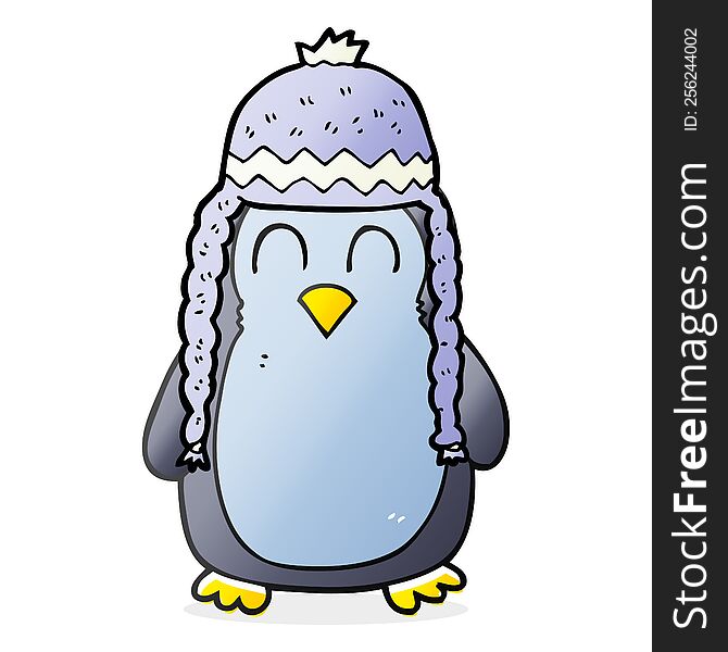 Cartoon Penguin Wearing Hat