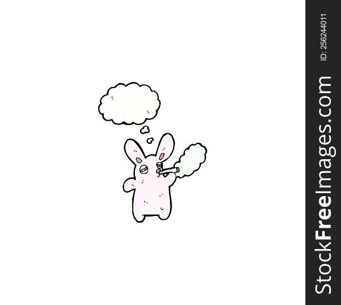 cartoon pink rabbit smoking cigarette