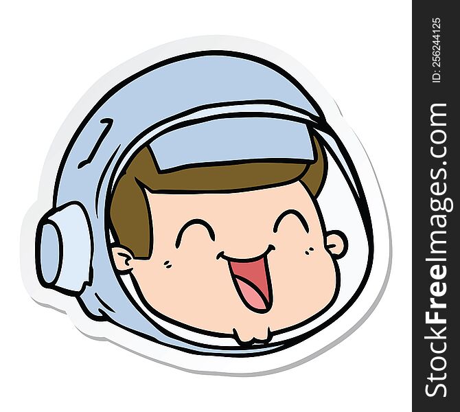 Sticker Of A Cartoon Happy Astronaut Face