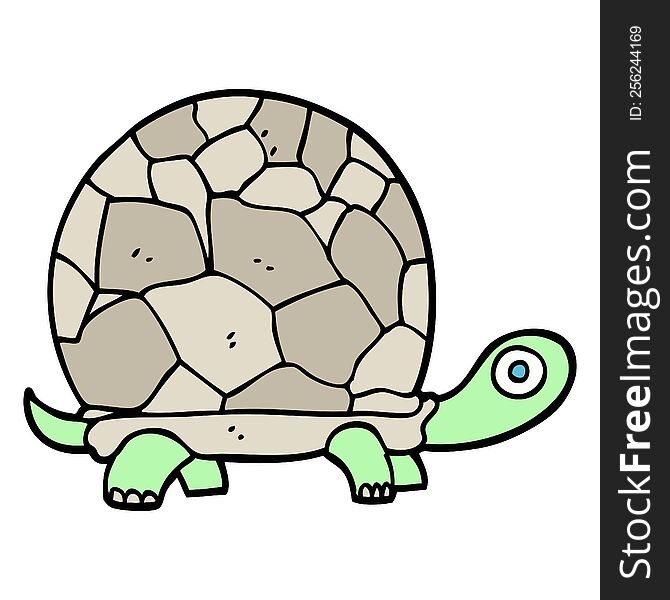 Hand Drawn Doodle Style Cartoon Tortoise