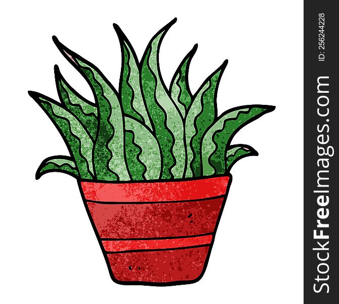cartoon doodle house plant