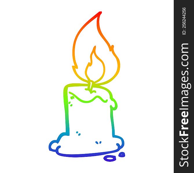 rainbow gradient line drawing of a cartoon candle