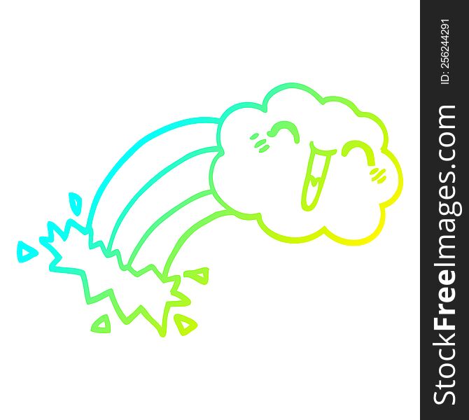 Cold Gradient Line Drawing Cartoon Rainbow Rain Cloud