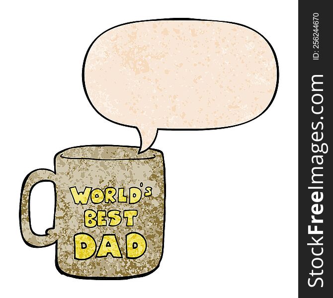 Worlds Best Dad Mug And Speech Bubble In Retro Texture Style