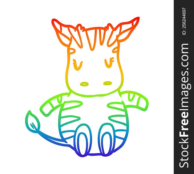 rainbow gradient line drawing of a cute zebra