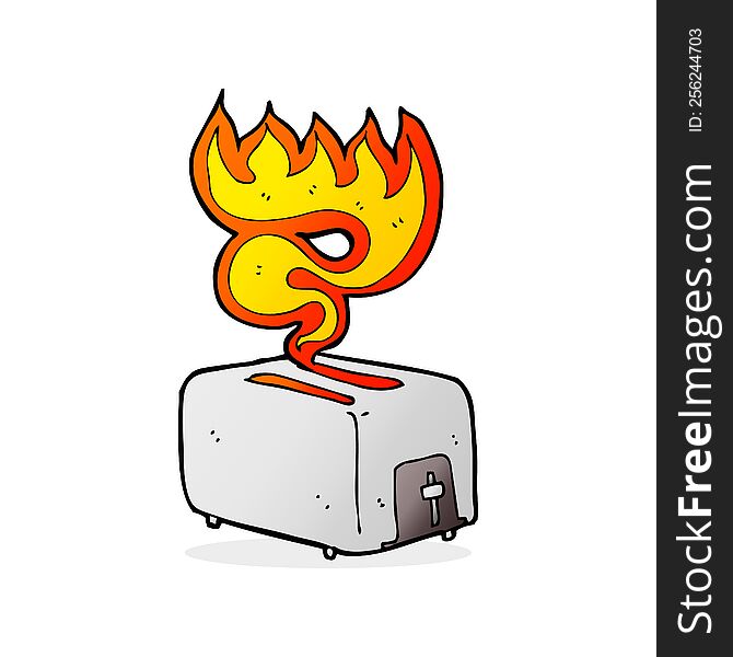Cartoon Burning Toaster