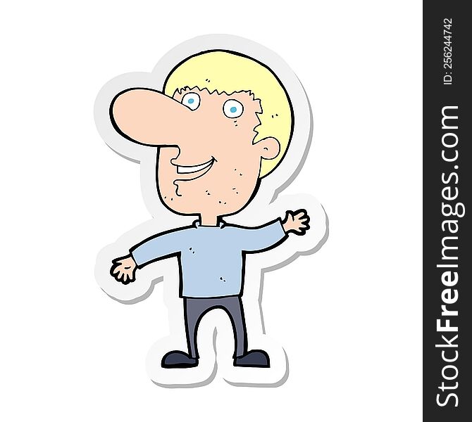 Sticker Of A Cartoon Waving Man