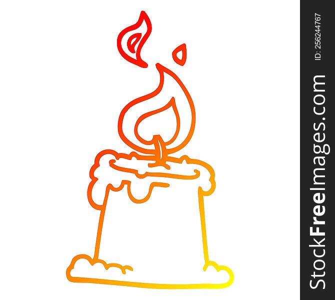 warm gradient line drawing of a cartoon lit candle