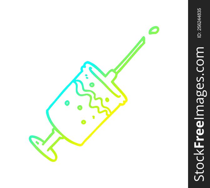 cold gradient line drawing of a cartoon syringe needle