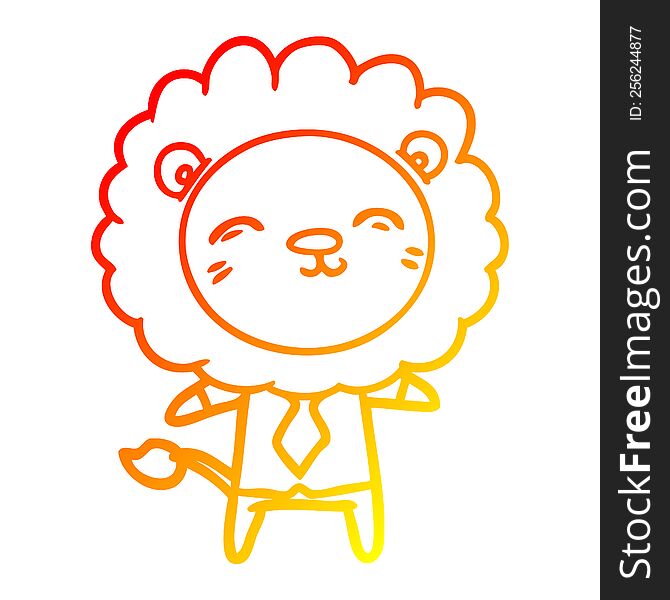warm gradient line drawing of a cartoon lion in business clothes