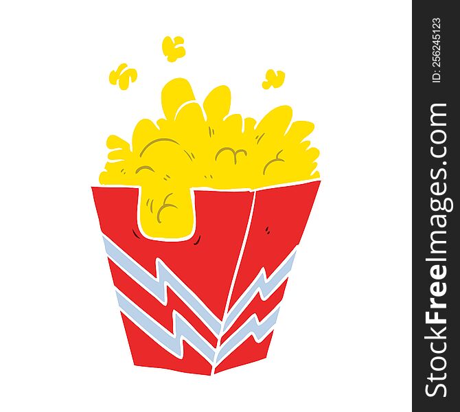 Flat Color Style Cartoon Box Of Popcorn