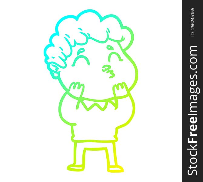 Cold Gradient Line Drawing Cartoon Man Pouting