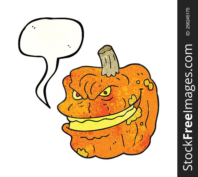 Speech Bubble Textured Cartoon Spooky Pumpkin