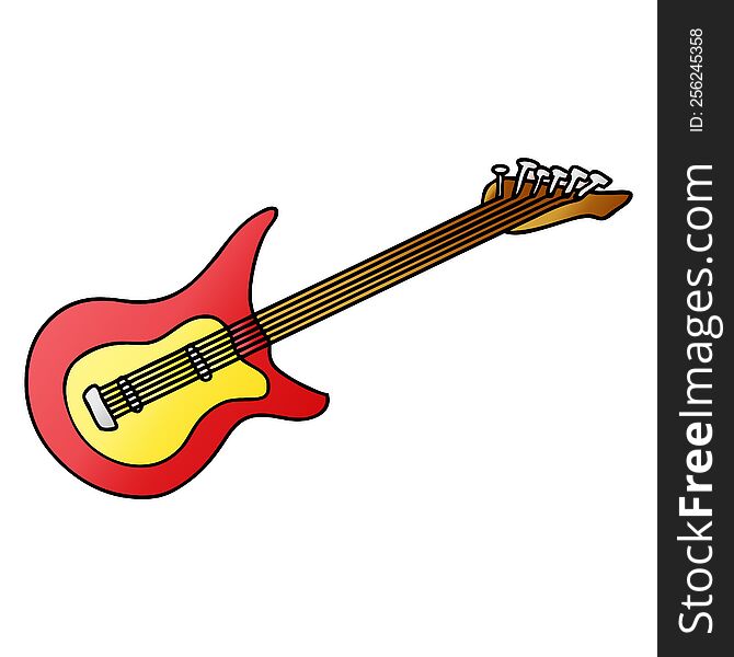 hand drawn gradient cartoon doodle of a guitar