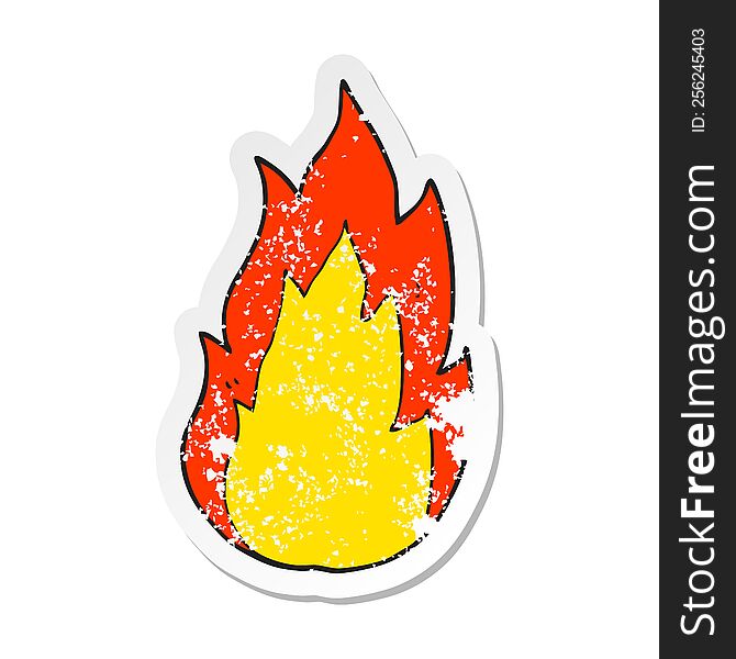 Retro Distressed Sticker Of A Cartoon Fire