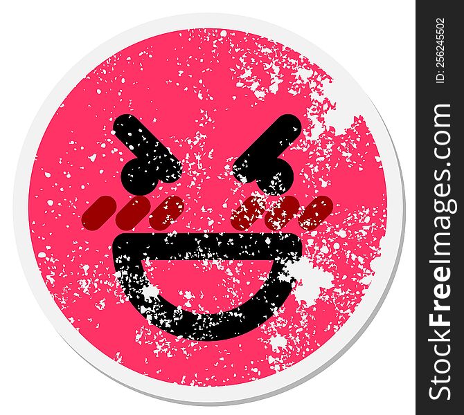 mean laughing face circular sticker