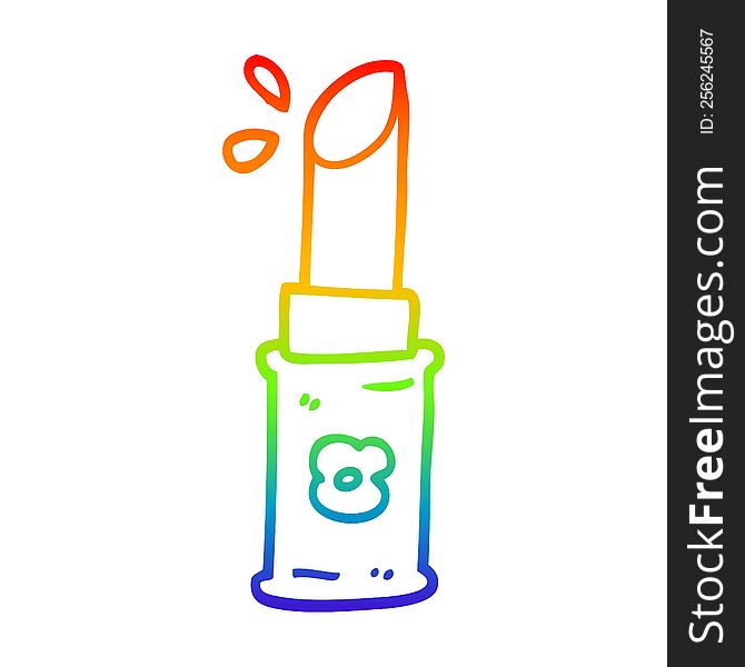 rainbow gradient line drawing of a cartoon lipstick