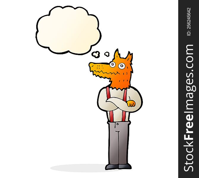 Cartoon Funny Fox With Thought Bubble