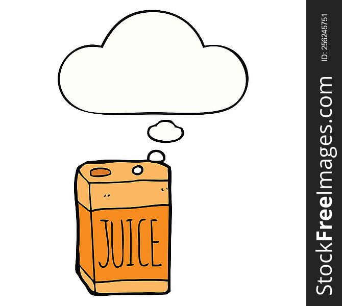 cartoon juice box with thought bubble. cartoon juice box with thought bubble