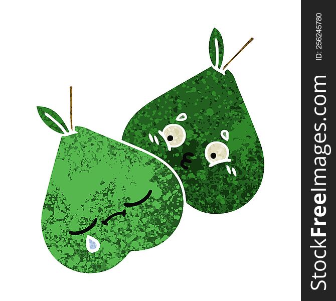 retro illustration style cartoon of a pears