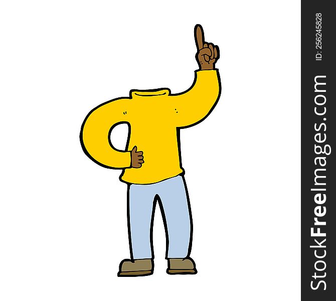 cartoon headless body with raised hand