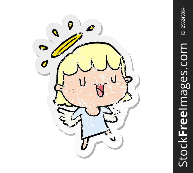 Distressed Sticker Of A Cartoon Angel