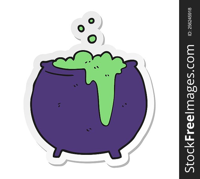 Sticker Of A Cartoon Cauldron