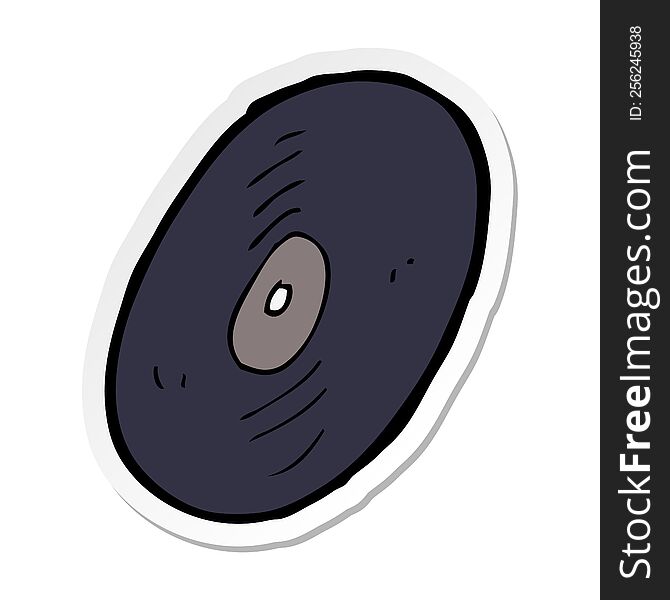 Sticker Of A Cartoon Vinyl Record