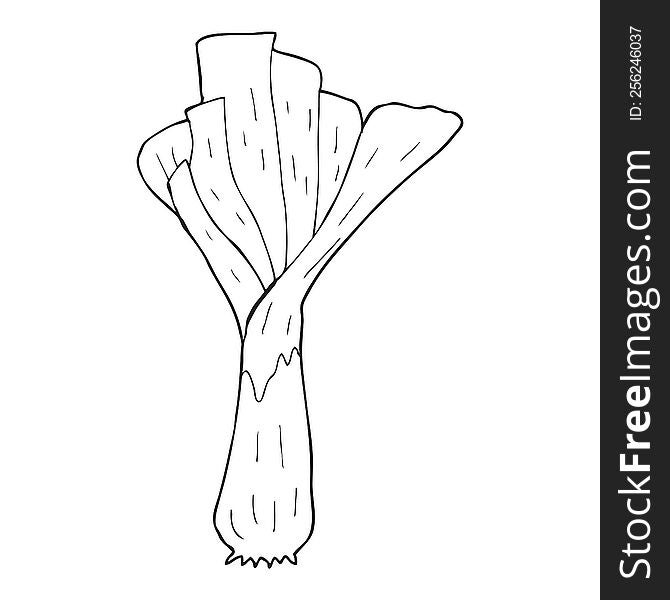 freehand drawn black and white cartoon leek