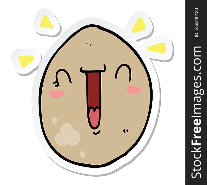 Sticker Of A Cartoon Happy Egg