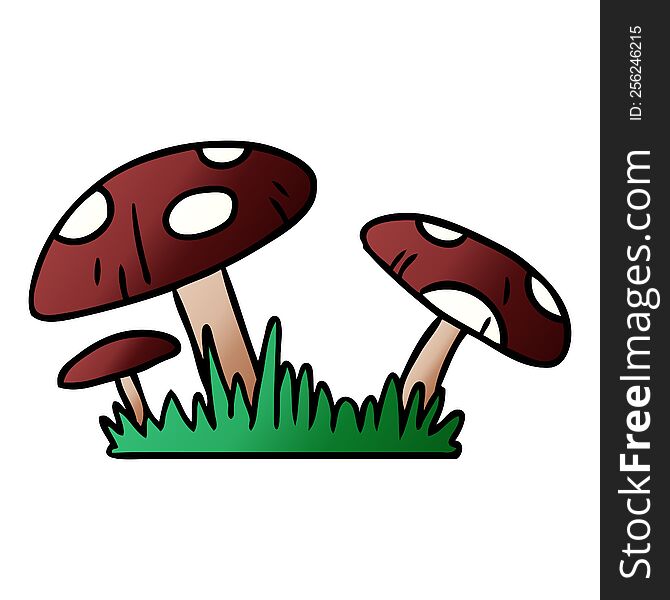 hand drawn gradient cartoon doodle of a toad stool