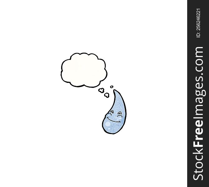 cartoon raindrop with thought bubble