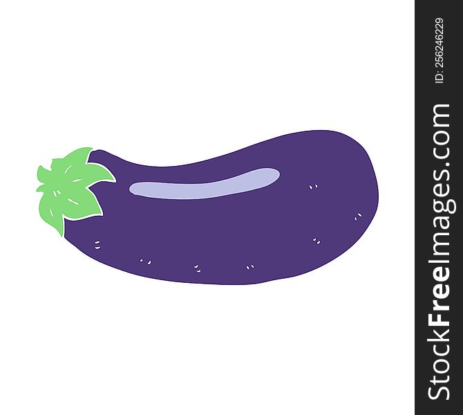 Flat Color Illustration Of A Cartoon Eggplant
