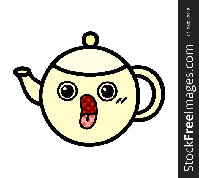 Comic Book Style Cartoon Tea Pot