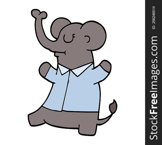 Cartoon Doodle Standing Elephant