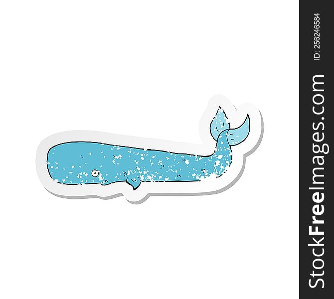 Retro Distressed Sticker Of A Cartoon Whale