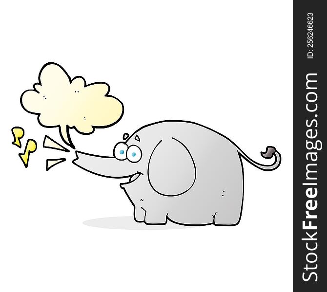Speech Bubble Cartoon Trumpeting Elephant