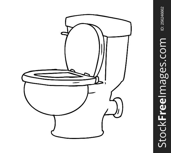 hand drawn line drawing doodle of a bathroom toilet