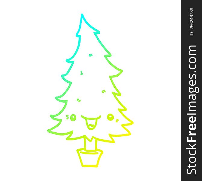 Cold Gradient Line Drawing Cute Cartoon Christmas Tree