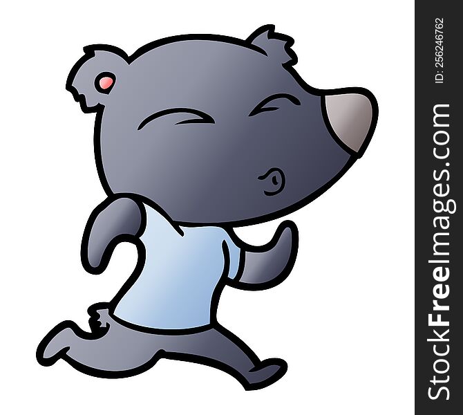 cartoon jogging bear. cartoon jogging bear