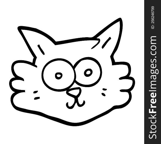 line drawing cartoon cat face