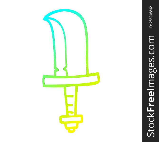 Cold Gradient Line Drawing Cartoon Old Dagger